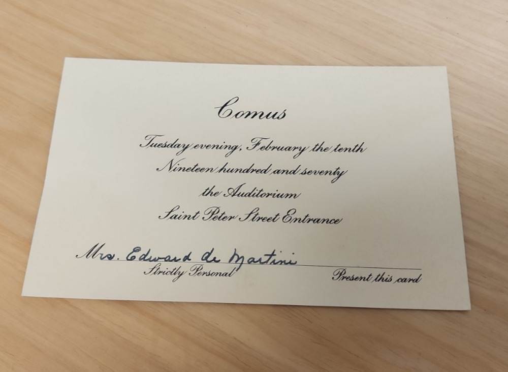 Comus 1970 Admit Card Mardi Gras Ball Krewe Favor fa9953